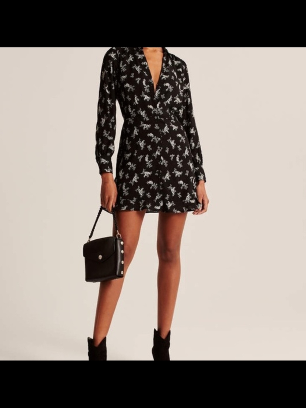 Abercrombie & Fitch Black and White Floral Mini Dress